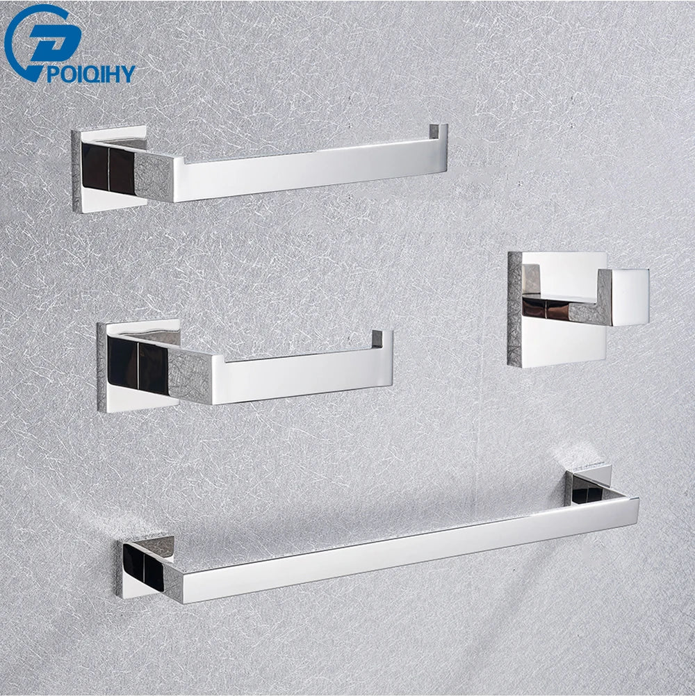 Bathroom Hardware Set - Chrome Stainless Steel - Modern Bath