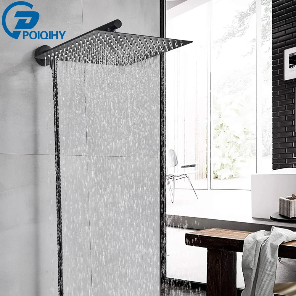 AquaLux - Rainfall Shower Head Set - Stainless Steel - Bathroom Upgrade