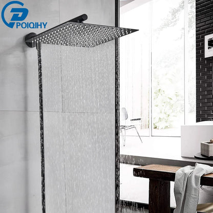 AquaLux - Rainfall Shower Head Set - Stainless Steel - Bathroom Upgrade