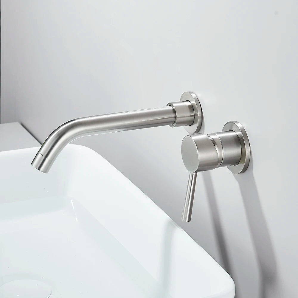 Aura Wall Mounted Basin Faucet - Solid Brass Mixer - Bathroom Sink