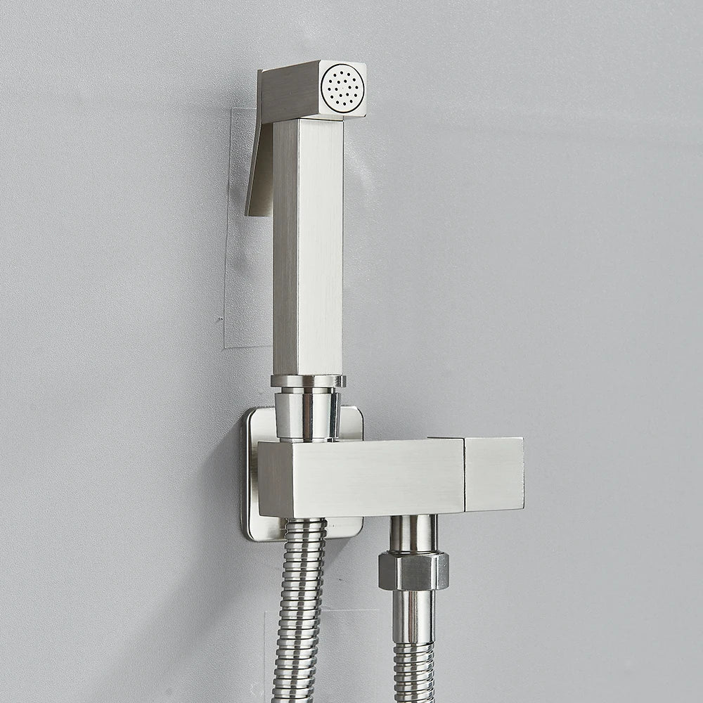 AquaStream Handheld Bidet Sprayer - Stainless Steel - Bathroom Hygiene