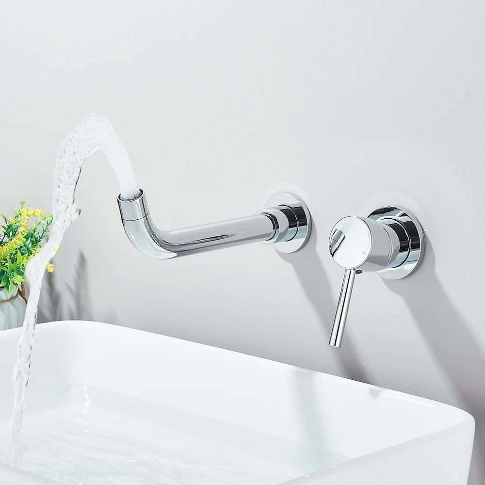 Aura Wall Mounted Basin Faucet - Solid Brass Mixer - Bathroom Sink