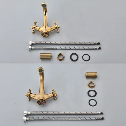 Antique Dual Handle Bathroom Faucet - Deck Mounted Mixer