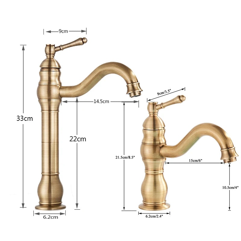 Vintage Vessel Sink Faucet - Single Hole Brass Mixer - Bathroom