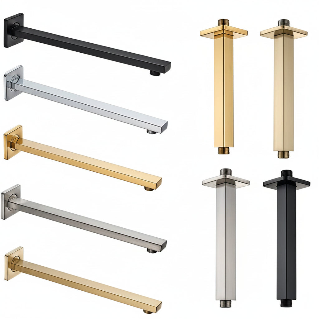 AquaLux Brass Shower Arm - Wall & Ceiling Mount - Modern Bathroom