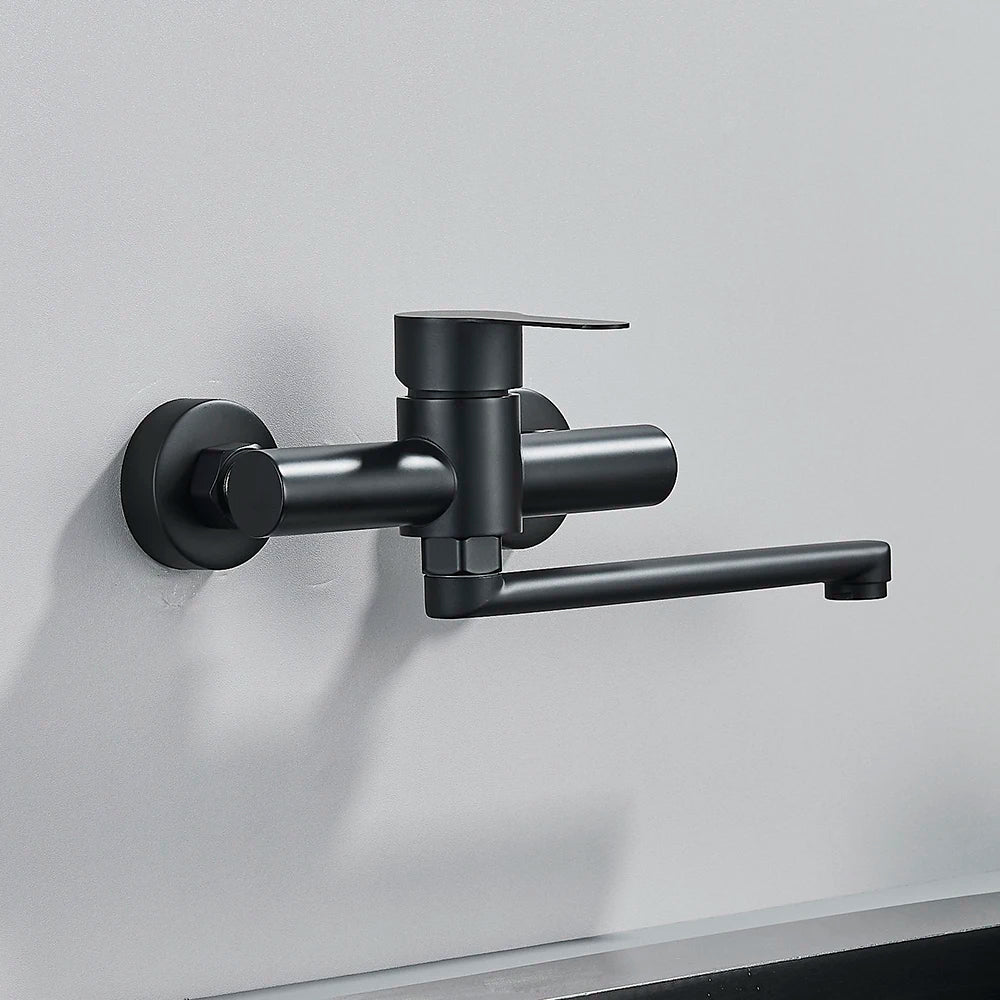 AquaStream Wall Mounted Kitchen Faucet - 360° Swivel Spout - Modern Mixer