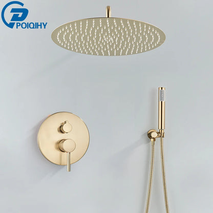 Aura - Brushed Gold Rainfall Shower Set - Stainless Steel - 2-Way
