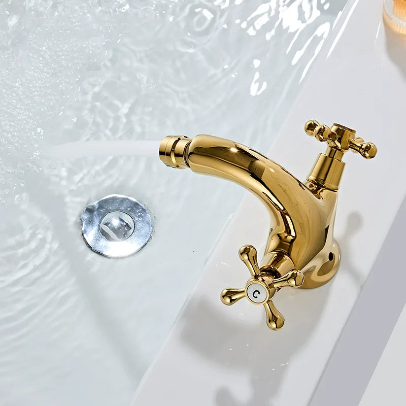Dual Handle Bidet Faucet - Brass Mixer - Bathroom Sink