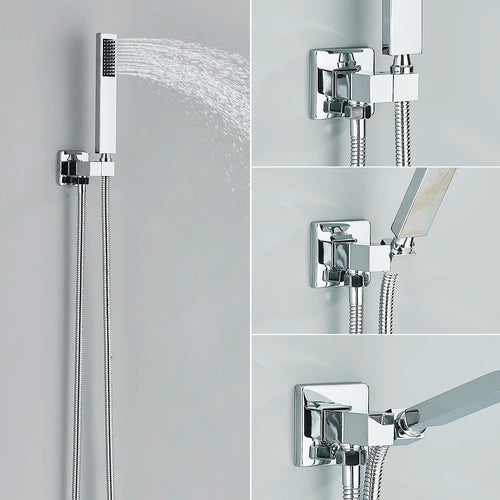 AquaFlow - Concealed Waterfall Rain Shower Set - Chrome Brass