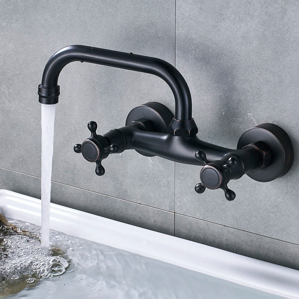 Aurelius Wall-Mounted Mixer Tap - 360° Swivel Brass Faucet - Bathroom