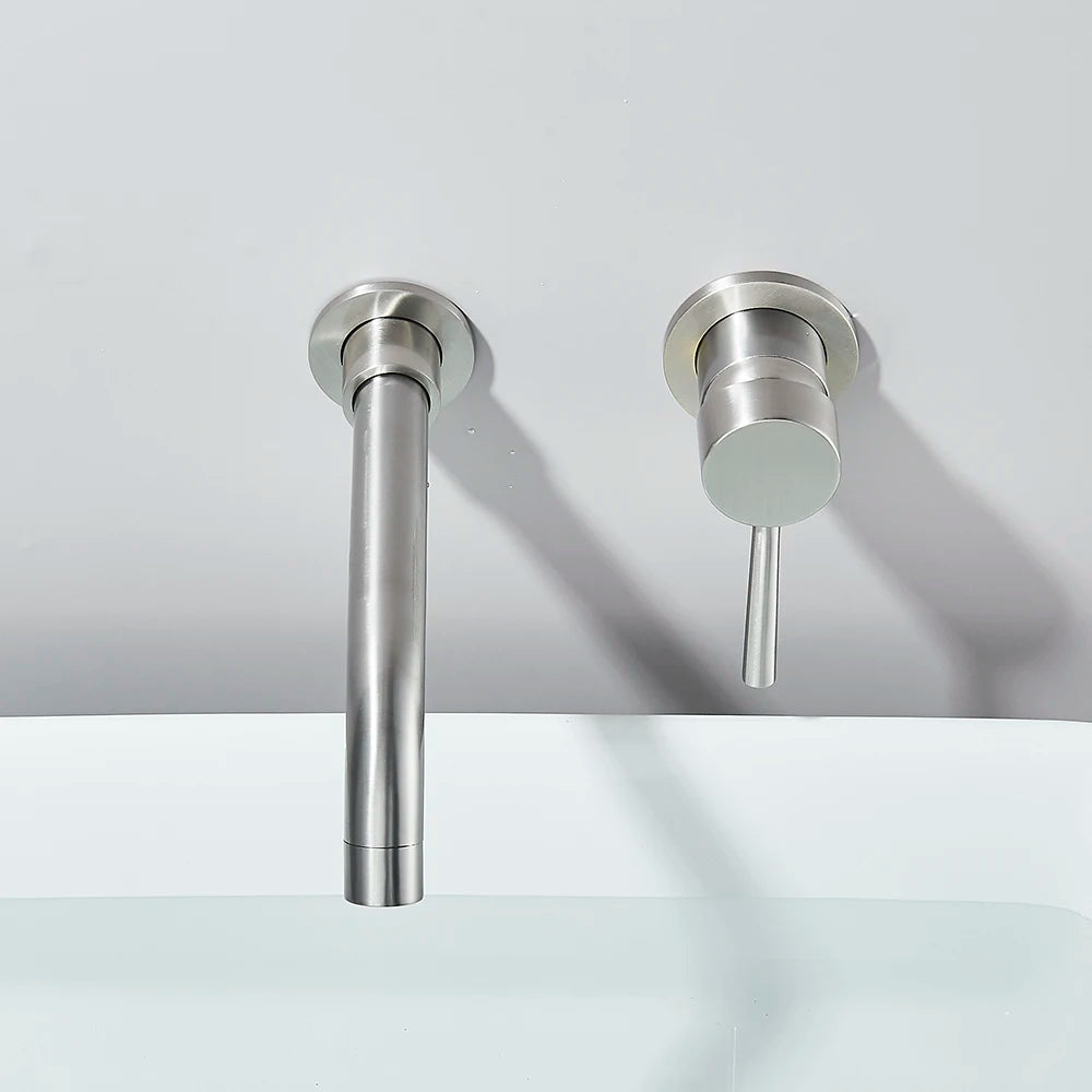 Aura Wall Mounted Basin Faucet - Solid Brass Mixer - Bathroom Sink
