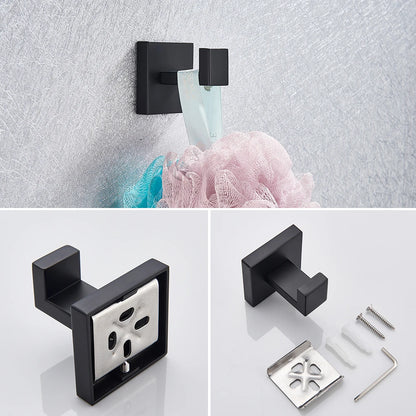 Matte Black Bathroom Hardware Set - Wall Mounted Modern Style
