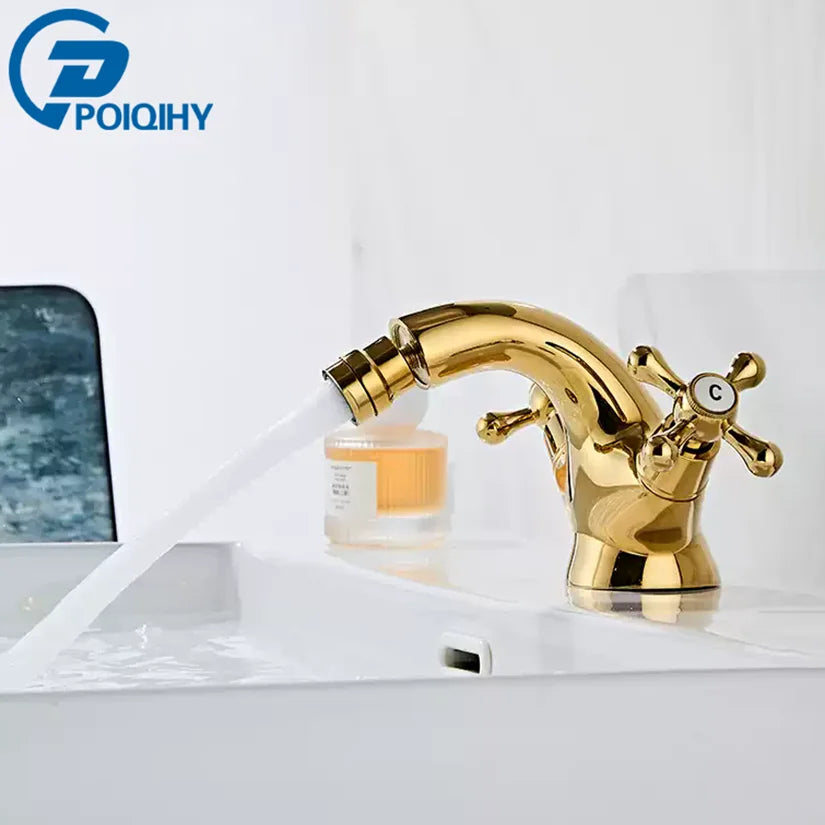 Dual Handle Bidet Faucet - Brass Mixer - Bathroom Sink