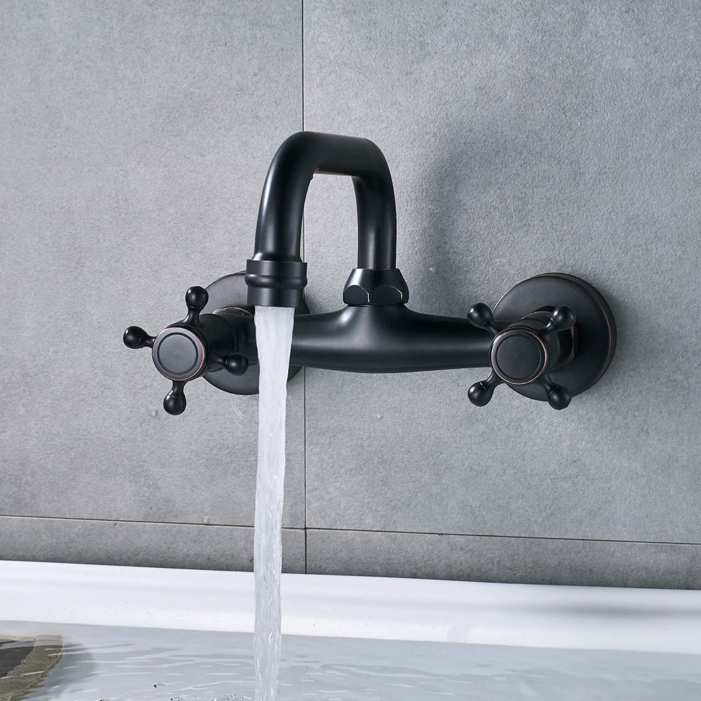 Aurelius Wall-Mounted Mixer Tap - 360° Swivel Brass Faucet - Bathroom